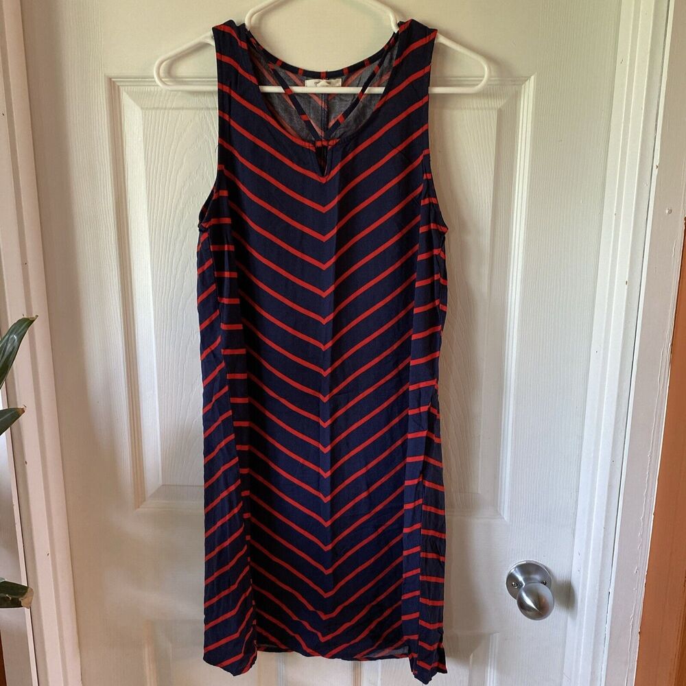 Maurice’s Dress Womens Size Small Sleeveless Navy And Red Striped Summer